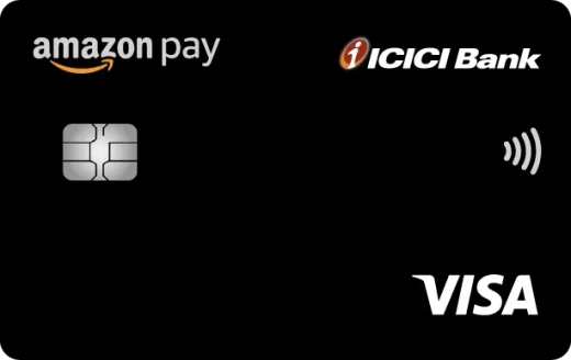 Amazon Pay ICICI Bank Credit Card — black Visa card with the Amazon Pay logo